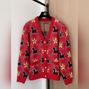 Gucci Red Knit Wool Cardigan